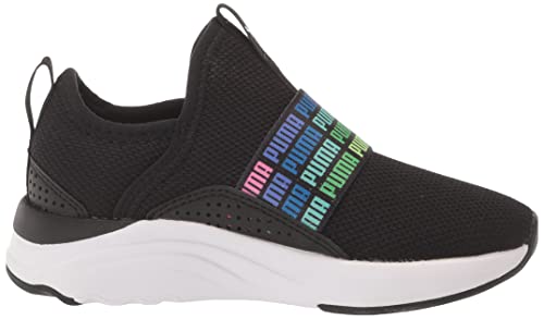 PUMA Softride Shoes Soft Sophia Slip On Sneaker, Black White, 11 US Unisex Little Kid