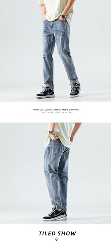 Jeans Pants Trouser Denim Micro Elastic Washed with Men's Hole Design Casual Slimming and Appearance2