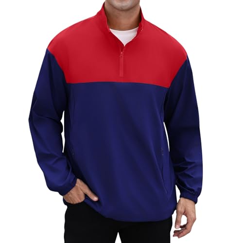 Image of EDITCOZY Men's Lightweight Quarter Zip Pullover Casual Windbreaker for Running Golf Jackets with 3 Pockets