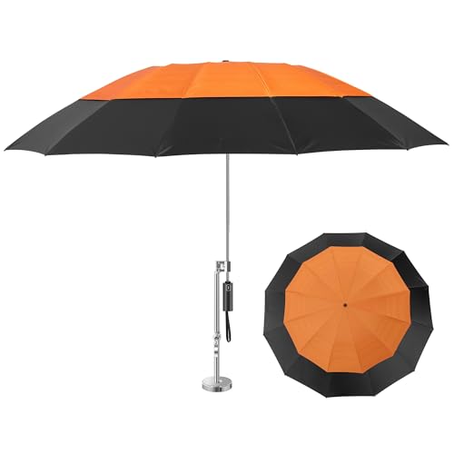 Image of Ultra MUKIT Magnetic Umbrella – Premium Upgraded German Dual Base with Clamp & Magnet for HVAC, Welding, Roofing – 60 Inch Double-Layer UV & Waterproof Canopy, Wind Resistant, Replaceable Top – Tangerine