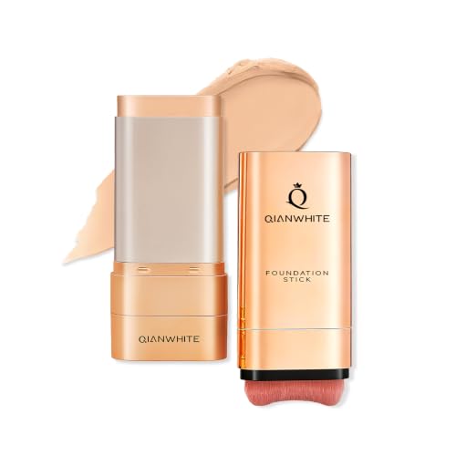 QIANWHITE Foundation Stick Waterproof Makeup Natural Nude Full Coverage Korean Makeup Skin Tint With Brush for All Skin (NATURAL BEIGE 0.7 Oz / 20g)