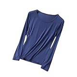 Women's Lightweight Long Sleeve Pajama Top - Soft Crewneck Sleepshirt Lounge Tee for Comfy Nightwear Baselayer
