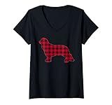 donna pigiama natalizio a quadri rosso cavalier king charles spaniels maglietta con collo a v