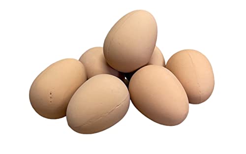 Imitation Chicken Poultry Hen Eggs [3 Pack] - Weighted Rubber Dummy Fake Eggs Helps Encourage laying or prevent eating eggs (3x Eggs)
