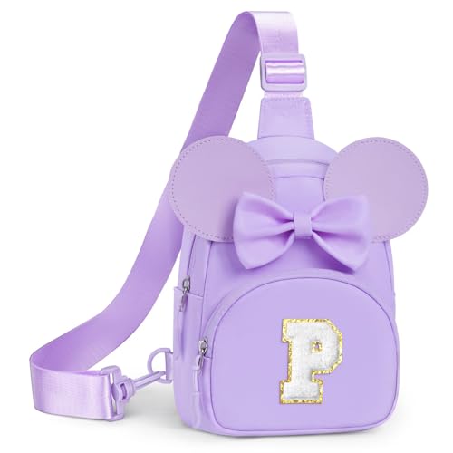 Image of YOOLIFE Sling Bag for Girls Kids, Initial Crossbody Bag Fanny Pack for Girls, Birthday Gifts for 2 3 4 5 6 7 8 Year Old Girl Kids, Personalized Gifts for Friend Sister Granddaughter, Purple (P)