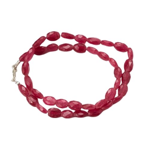 Collier en quartz rubis naturel perles ovales 7x10 mm LKBEADS de 43 cm fait main