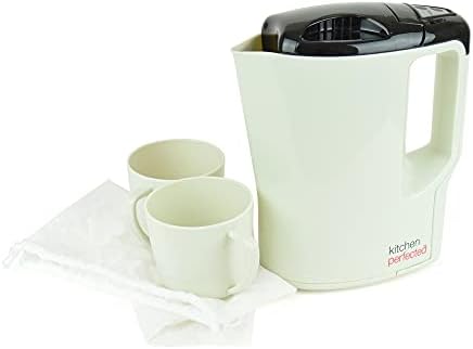 KitchenPerfected 1000w 0.9Ltr Corded Lightweight Travel Kettle with 2 cups - Cream - E1201WI