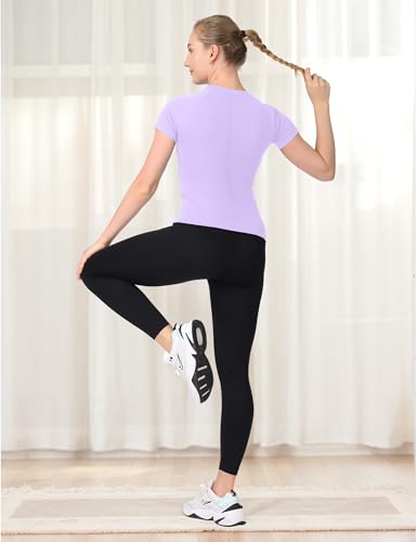 Image of MathCat Seamless Workout Tops for Women Short Sleeve Yoga Running Shirts,Breathable Athletic Compression Shirt Women XS-XL