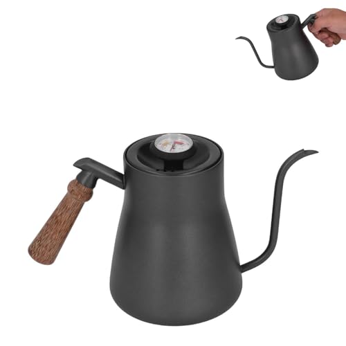 Stovetop Gooseneck Kettle With Wood Handle And Thermometer