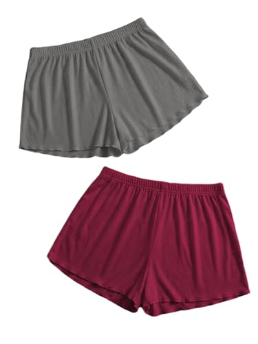 Image of Floerns Women's Plus Size Solid Pajama Shorts 2 Pack Soft Lounge Sleep Shorts