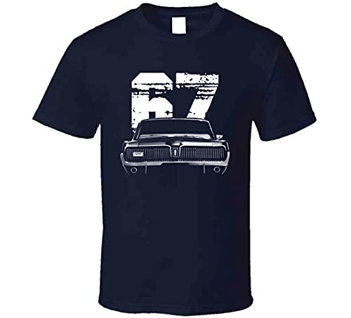 1967 Cougar Front Grill View with Model Year Classic Car T Shirt L Navy