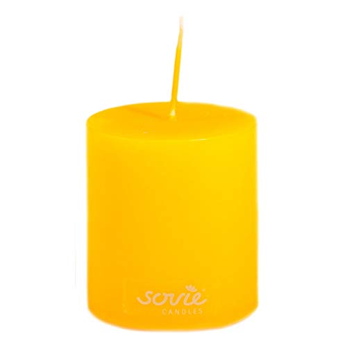 Sovie Candles Stumpenkerze | Votivkerze Dekokranz Blockkerze | 1 Flachkopfkerze in Senfgelb (Ø50mm x 60mm) Cover