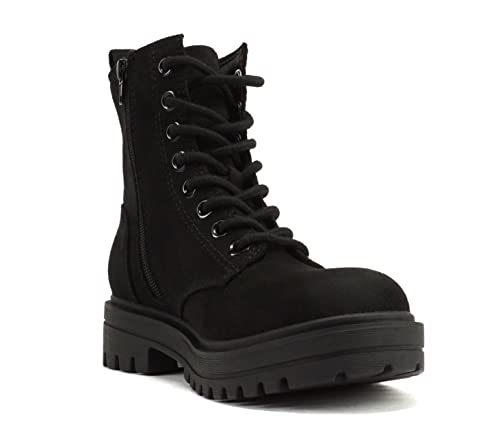 Image of Soda FIRM - Lug Sole Combat Ankle Bootie Lace up w /Side Zipper