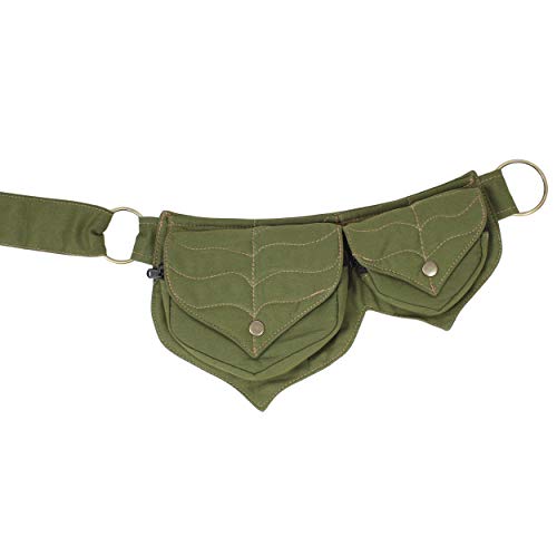 Image of Cotton two Leaf Pocket Waist Belt-Sage