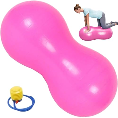 Yoga Ball for Pregnancy, Peanut Ball, Anti Burst Thicken PVC Peanut Exercise Ball, 35.4x17.7 Balance Ball with a Air Pump, Portable Peanut Ball for Kids Therapy Pregnancy Yoga,Style 2