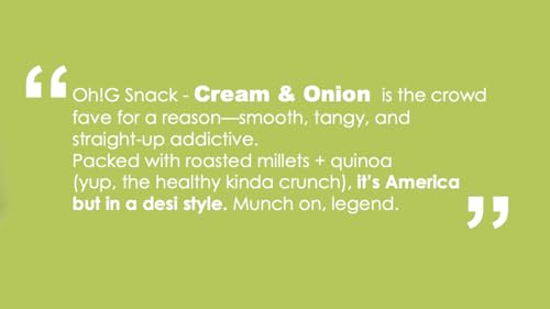 Image of Oh!G Cream & Onion Millet Puffs (18g) | 100% Roasted Healthy Snacks for Kids & Adults | Mini Pillow Pouches | Tiffin & Travel Diet Munchies | Pack of 10 (18g Each)