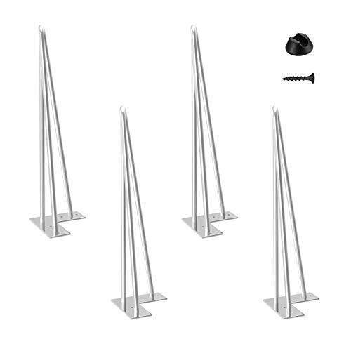 4 Patas Mesa Patas Hairpin Patas a Horquilla Para Mesa de Acero Patas Muebles Robustas Con Tornillos y Bases Protectoras