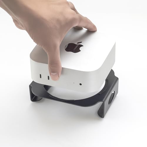 Image of CHEVIK MiniMount Steel Stand - Durable Powder-Coated Desktop Mount, Improved Cooling, Easy Power Button Access, Sleek Design & Desk Organizer for Mac mini M4 & M4 Pro (Power Reach) (Black MiniMount)