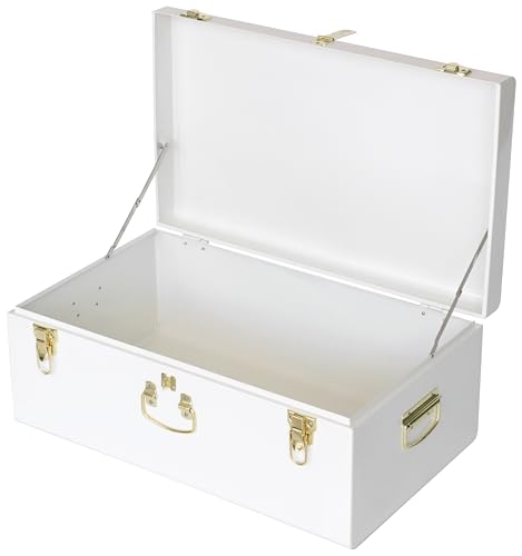 Vixdonos Large Metal Trunk Decorative Storage Box College Dorm Chest with Handle