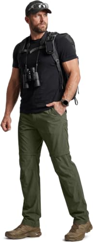 Image of CQR Men's Convertible Cargo Tactical Pants, Water Resistant Outdoor Hiking Pants, Zip Off Lightweight Stretch Work Pants
