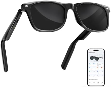 AI Glasses for Men & Women, Smart Glasses Powered by ChatGPT, AI Real-time Translation with 107 languages, 11H Music Play, Bluetooth Sunglasses with Polarized Lens, UV Protection for Daily Use, Travel