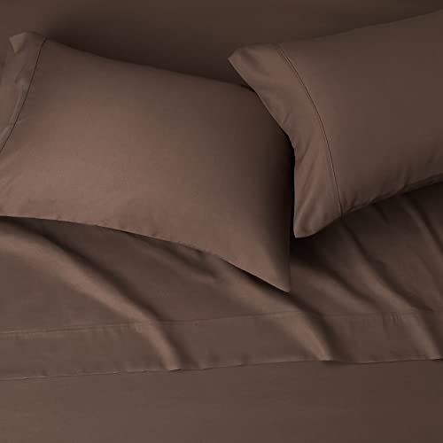 Amazon Basics Breathable Soft Microfiber 4 Piece Bed Sheet Set with 14-Inch Deep Pockets, Wrinkle Resistant, Full, Chocolate, Solid by Amazon Basics - Image 3