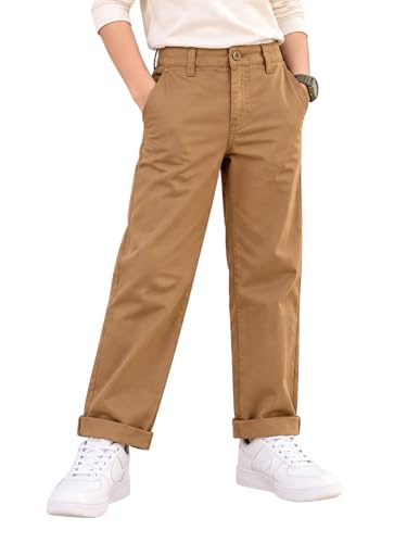 Image of KiddoPanti Boys 100% Cotton Twill Chinos Pant | Comfortable Regular Fit | 2 Side Pocket, 2 Back Pocket | Ankle Length | Back Elasticated Waistband with Button Zip Open Fly
