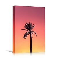 Canvas Wall Art Silhouette Palm Tree Bedroom Multicolor Nature Neon Photography Trees Tropical Urban - 12x18 inches