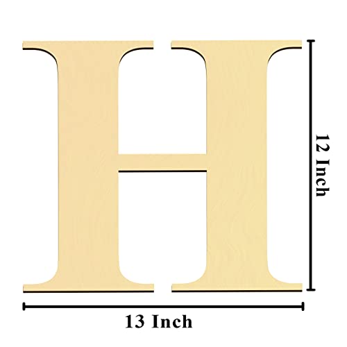 Dvobez 12 Inch Wooden Letters, Solid Wood Letters for Wall Decor, Smooth Surface Wood Letters for Wall Decor, Unfinished Wooden Letters for Home Wall Decor DIY Painting Crafts (Letter H) - Thumbnail 2