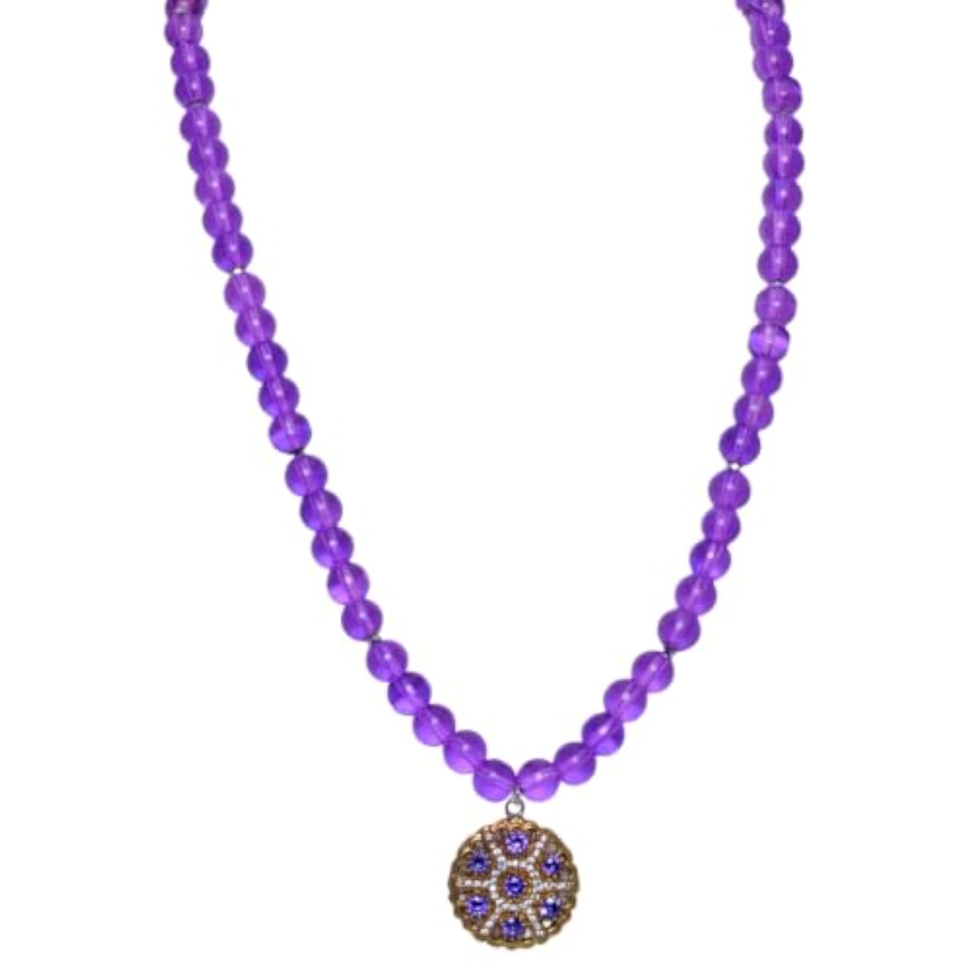 Women's Jaipur Tanzanite Color Stone Pendant with Purple C.Z Beads