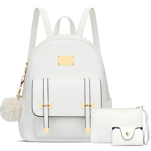 Image of KKXIU 3pcs Fashion Small Synthetic Leather Backpack Purse Cute Mini Bookbag for Women and Girls