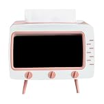 GkgWuxf Phone Stand TV Box,Vintage Tissue Box Cover Phone Stand - Retro TV Tissue Box with Phone Mount, Bedroom Tissue Box Cover Multi-purpose Tissue Dispenser