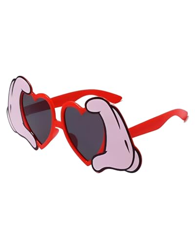 JUKOTA 1 pezzo Occhiali da Sole di Tendenza 90s con Cuore - per Donne Uomo Occhiali a Forma di Love Heart Retrò Vintage Coloful Funny Partito All'aperto