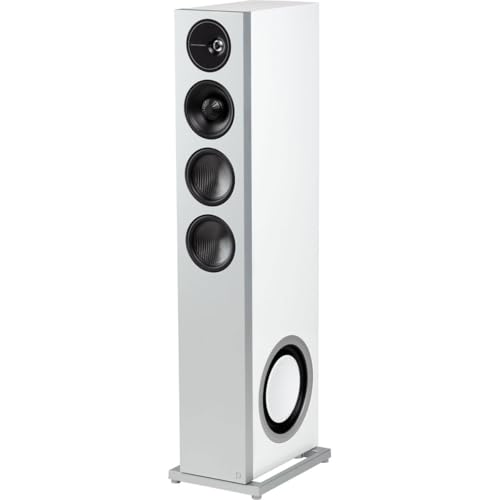 Image of Definitive Technology D17 Demand Series Modern High-Performance 3-Way Tower Speaker (Right-Channel) - Single, White | Dual 10” Passive Bass Radiators