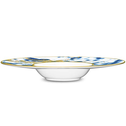 Noritake Jubilant Nights Gold Bowl, Pasta/Rim Soup, 7 oz in Blue/White
