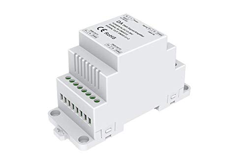 YULED DA-2DMX 2-Kanal DMX512 Splitter für die Hutschiene, Funktionsweise: DMX & PWM Signal - Verstärker, zwei DMX-Ausgänge 12-36V DC, IP20, Digitalcontroller & Hutschienenmontage, 0.5-2.5mm²