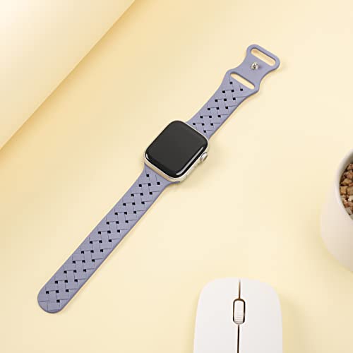 Image of Silicone Braided Weave Bands Compatible with Apple Watch 38mm 40mm 41mm 42mm 44mm 46mm 45mm 49mm, Replacement Sport Breathable Strap for iWatch Series 11 /10 /9 /8 /7 /6 /5 /4 /3 /2 /1 Ultra SE, Lavender Gray