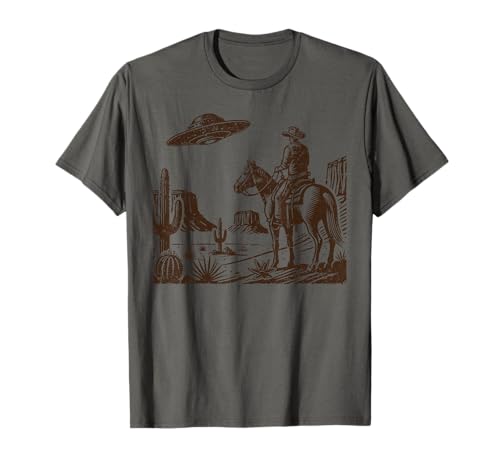 Cowboy-Western-UFO Alien, altmodisch T-Shirt