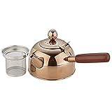 Tetera Tetera de Acero Inoxidable de 680 ml Tetera de Madera con Mango Lateral Tetera para Hacer cafetera Tetera hirviendo Adecuado para Todas Las Estufas para hervir Agua Tetera-Rose Gold