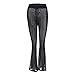 HUDFERG Womens See Through Sheer Mesh Chiffon Beach Pants Wide Leg High Waist Flared Bikini Bottom Cover-Ups (Black, M)