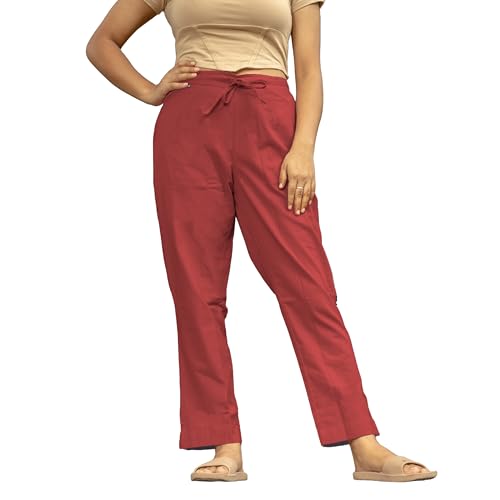 Image of Women's Cotton Regular Fit Trousers - Comfortable and Stylish Casual Office Wear Kurti Pants for Daily Use, Soft and Breathable Fabric