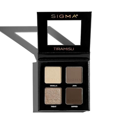 Sigma Beauty Tiramisu Eyeshadow Quad — Makeup Eyeshadow Quad with a Buttery Soft Formula and Buildable, Blendable Shades for a Flawless Eye Look, Designed for All Day Wear