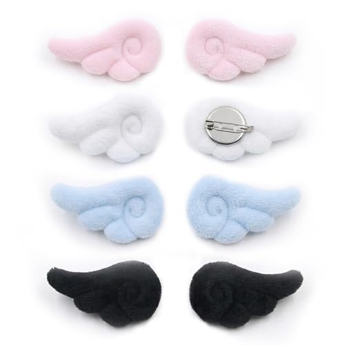 Cute Plush Angel Wings Brooch Y2K Kawaii Pins for Ita Bag Backpack Purse Doll Decor Wing Badge Accessories