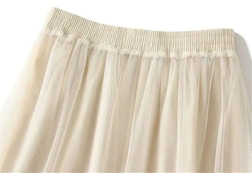 Women's Midi Skirt Vintage Wedding High Waist Solid Stitching Bow Tulle Layered Party Long Skirts3