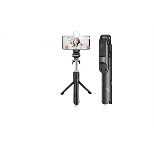 Bastão Pau de selfie Tripé Retrátil Com Luz LED Controle Bluetooth Celular