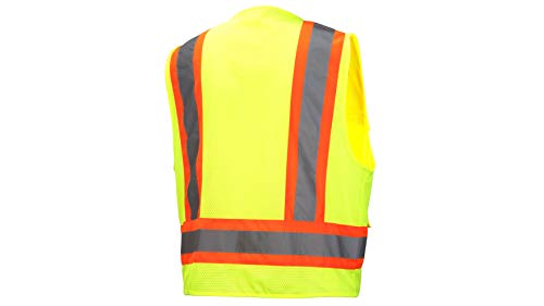 Pyramex Class 2 Surveyor's Safety Vest With 8 Pockets, Hi-Vis Lime, Xl #TOP1