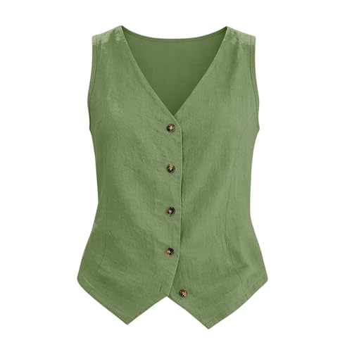 Gilet costume femme anti-chaleur gilet léger sans manches coton lin col V
