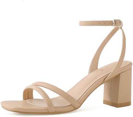 Shoe'N Tale Strappy Heels for Women Square Toe Chunky Block Heels...