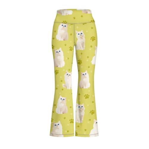Image of Girls Leggings Floral Print High-Waisted Flared Pants 5-14 Years