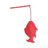 Silikon-Teesiebe, kreative Fischform, loses Tee-Ei mit langem Griffband, wiederverwendbarer Tee-Intervall-Diffusor, Teetassenfilter für Kräuterteegeschirr, Brauzubehör (Red, One Size)
